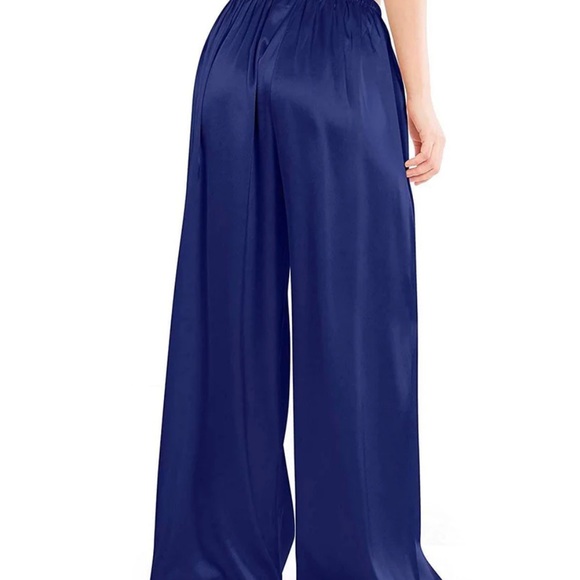 Elementz Womens Wide Leg Silk Pajama Pants Silk Casual Loose - Picture 2 of 7